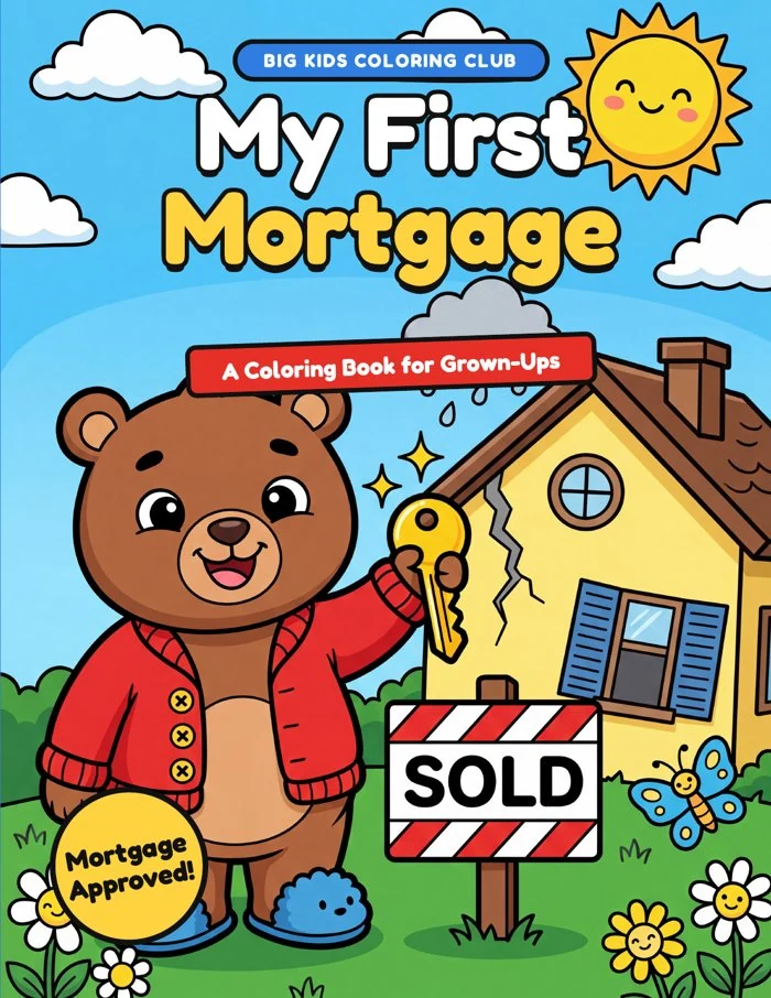 Cover of My First Mortgage: Benny Bear with the keys in front of a house with a SOLD sign