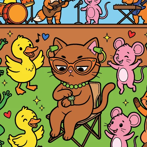 Carol Cat on her own chair at a concert